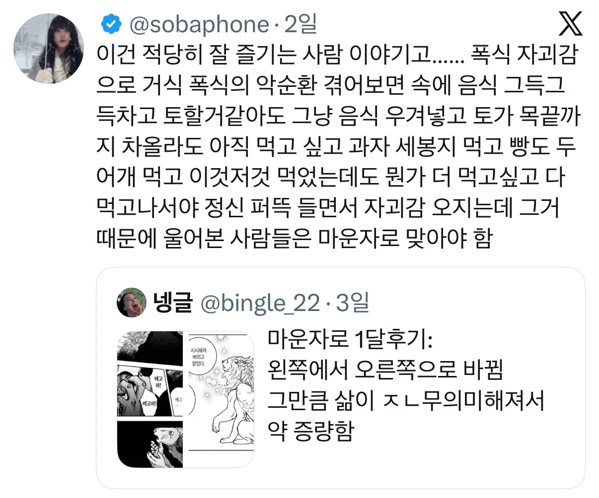 마운자로 한달후기: 왼쪽에서 오른쪽으로 바뀜.twt