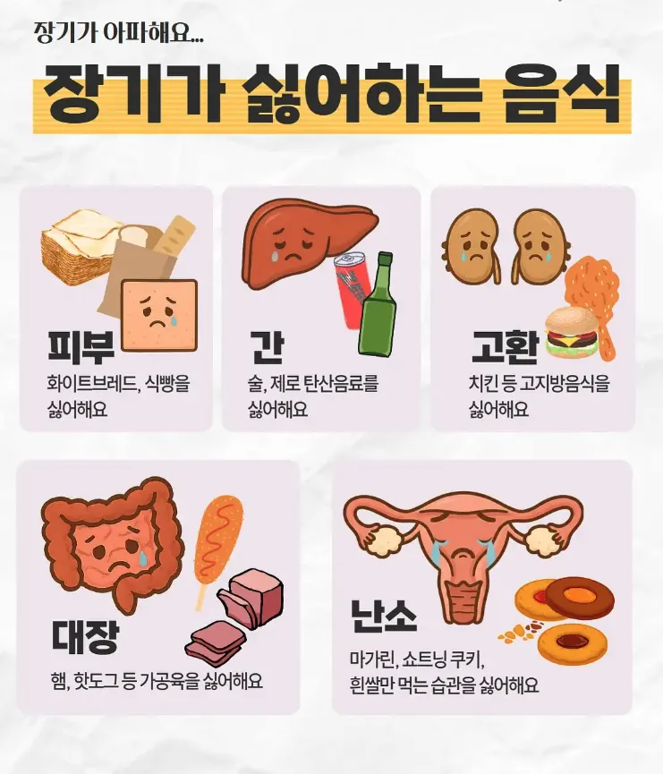 장기가 싫어하는 음식