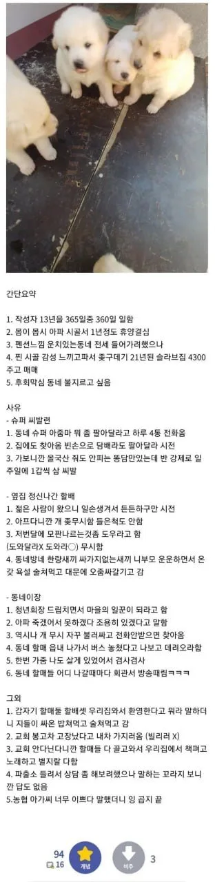 몸이 안좋아서 쉬러 시골 내려간 사람