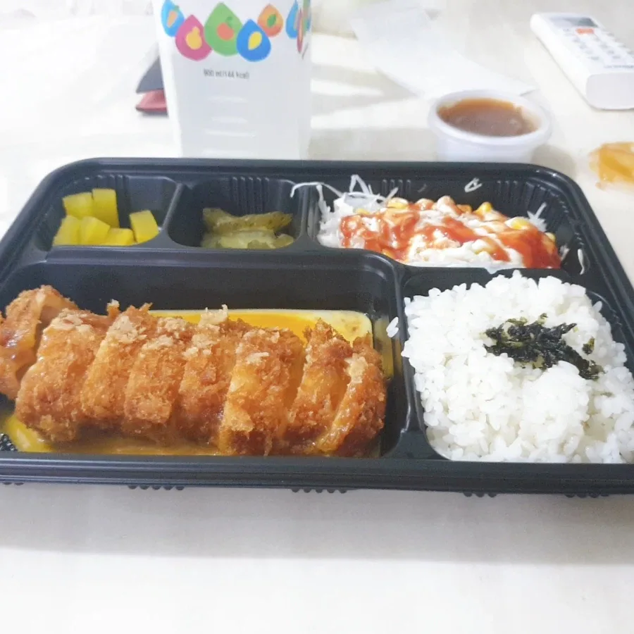 도시락에 반찬 다 빼고 밥이랑 돈까스만 주세요