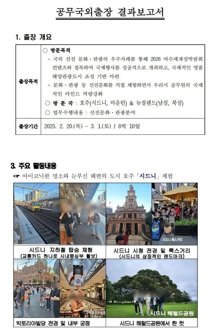 여수 섬박람회 국외출장 보고서 모음
