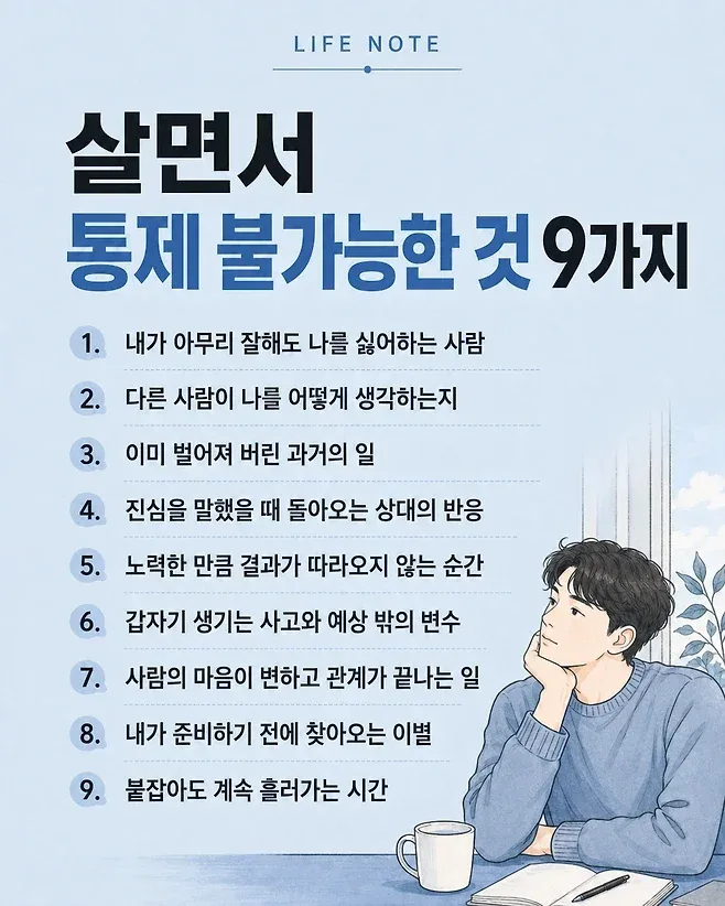살면서 통제 가능한 것 vs 통제 불가능한 것