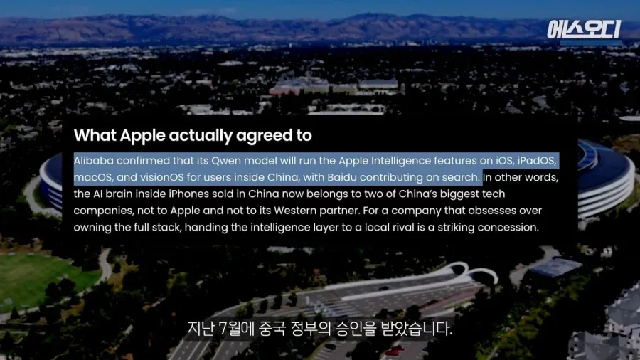애플) 중국 짱, 중국 너무 좋아요.
