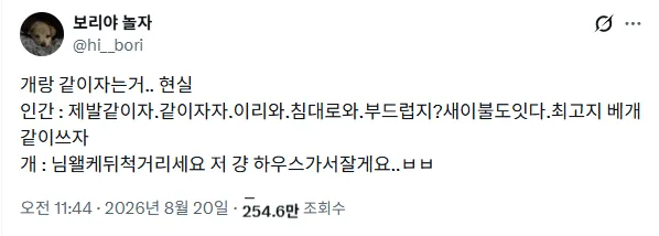 개랑 같이자는거.. 현실