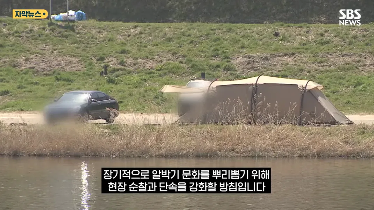 충주시 굴착기 동원해서 알박기 텐트 싹  정리하다