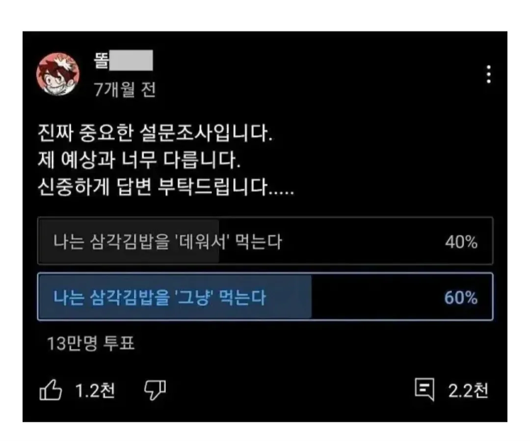 13만명이나 투표했다는 삼각김밥 논란