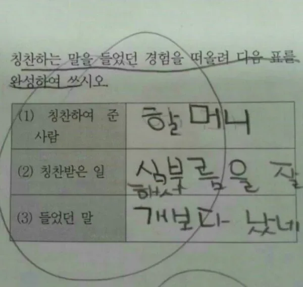 할머니한테 들었던 칭찬 레전드