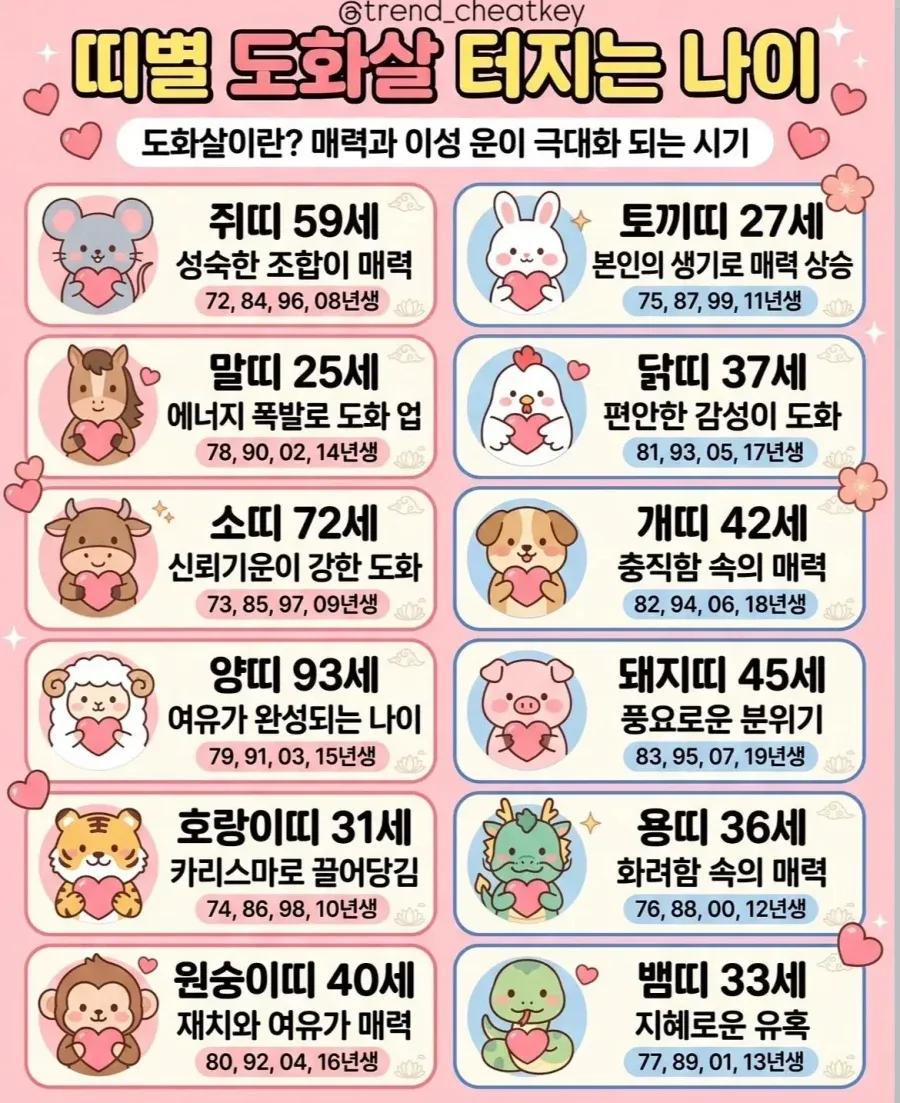 띠별 도화살 터지는 나이