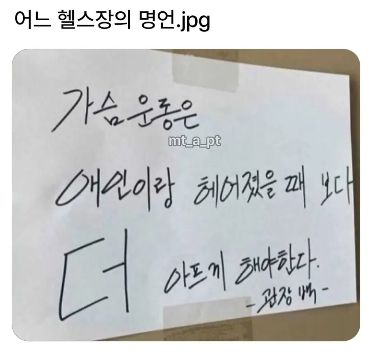 어느 헬스장의 명언