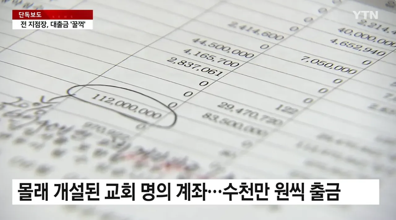 [단독] 새마을금고 전 지점장, 교회 대출금 수억 원 '꿀꺽'