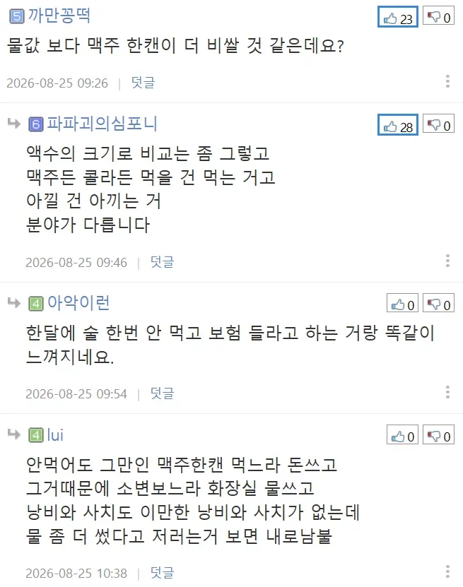 집에서 물 아껴쓰지 않는 와이프