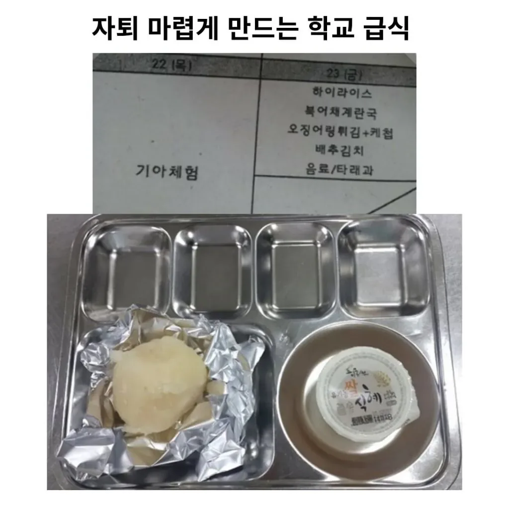 자퇴 마렵게 하는 학교 급식