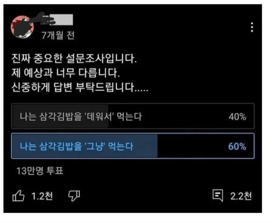 13만명이 투표한 삼각김밥 논란