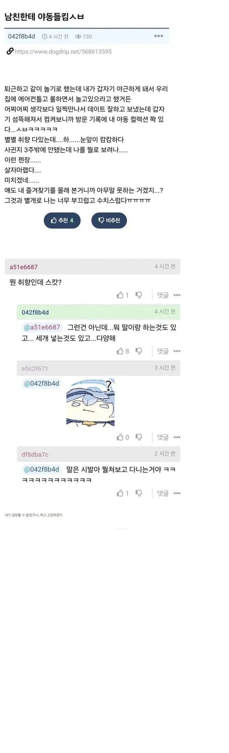 남친한테 야동들킴
