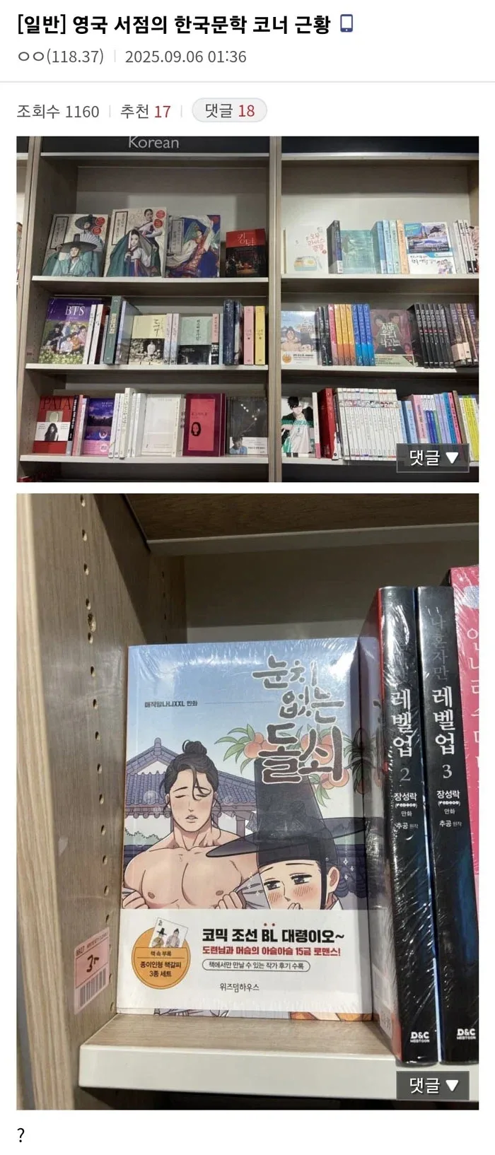 영국 서점의 한국문학 코너