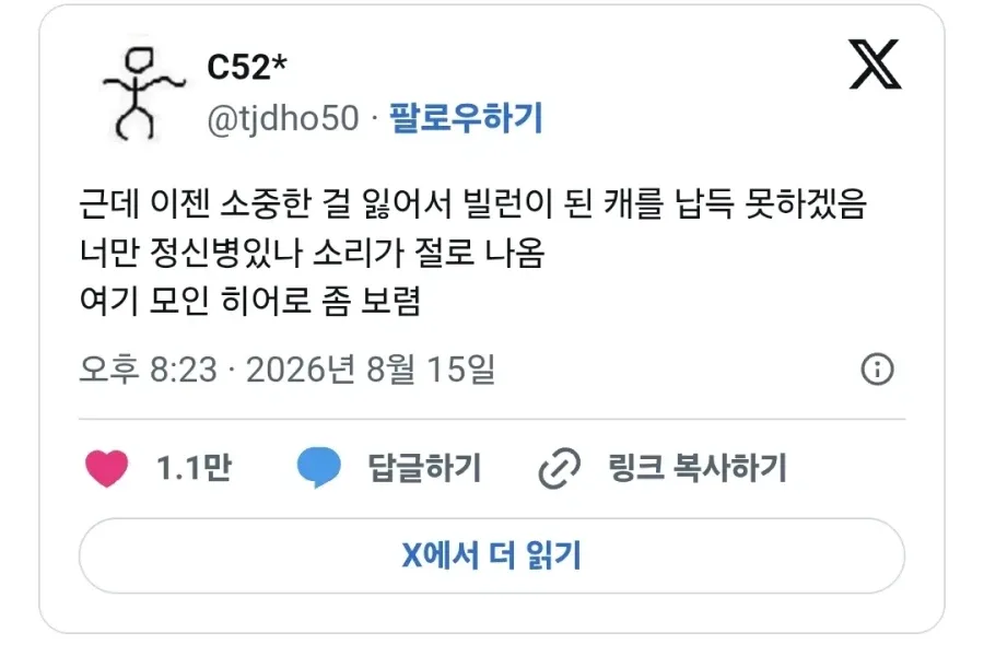 근데 이젠 소중한 걸 잃어서 빌런이 된 캐를 납득 못하겠음