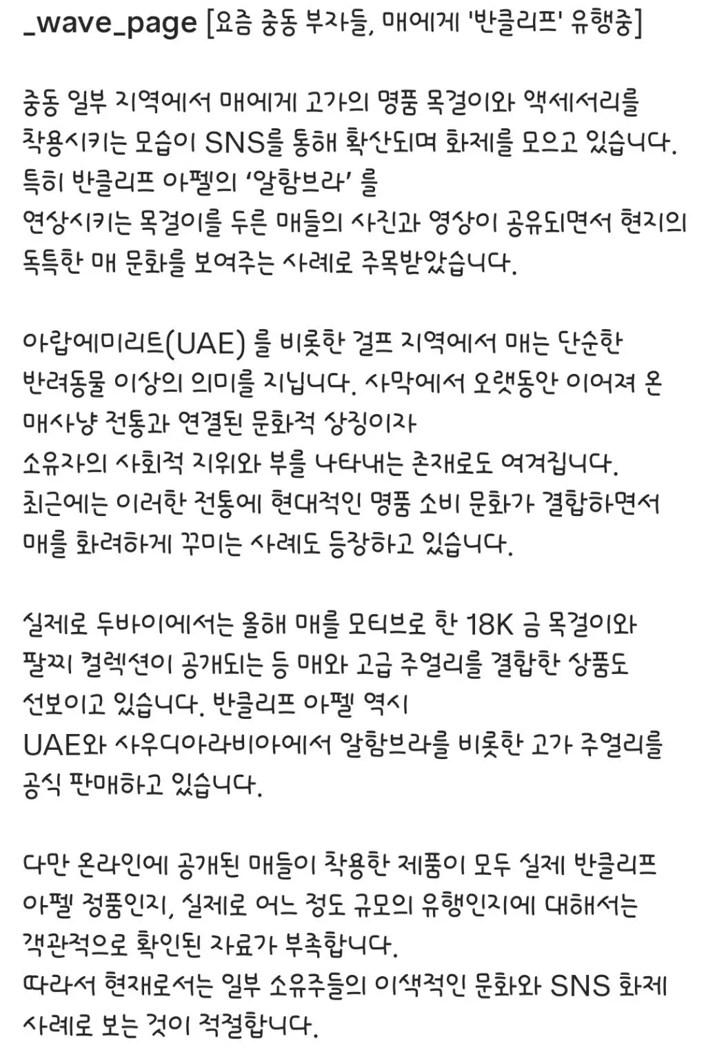 요즘 일부 중동 부자들 사이에서의 트렌드
