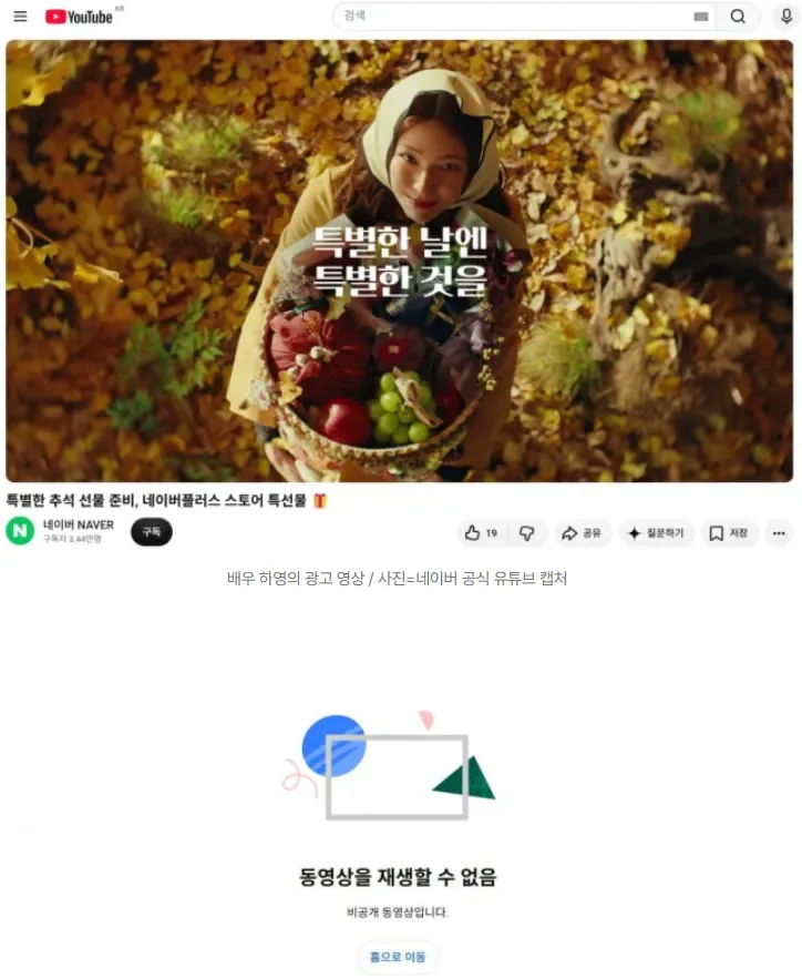 [단독] '증조부 친일' 하영, 네이버도 지웠다…공식 광고 영상 비공개 처리