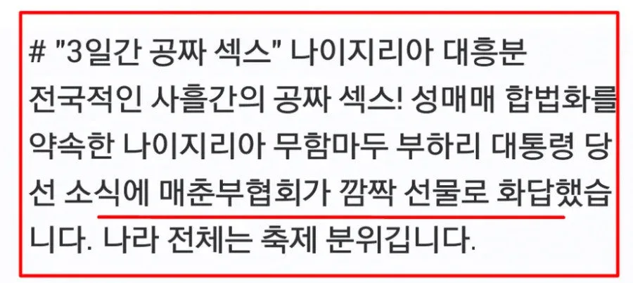 3일간 공짜 섹스...나이지리아 대흥분...jpg