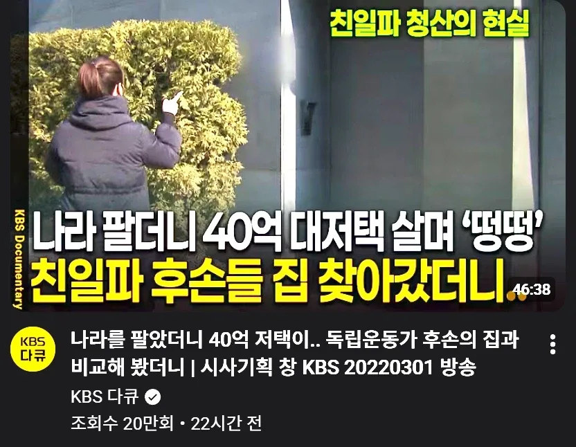 하영 덕분에 친일파놈들 벌집쑤셨네