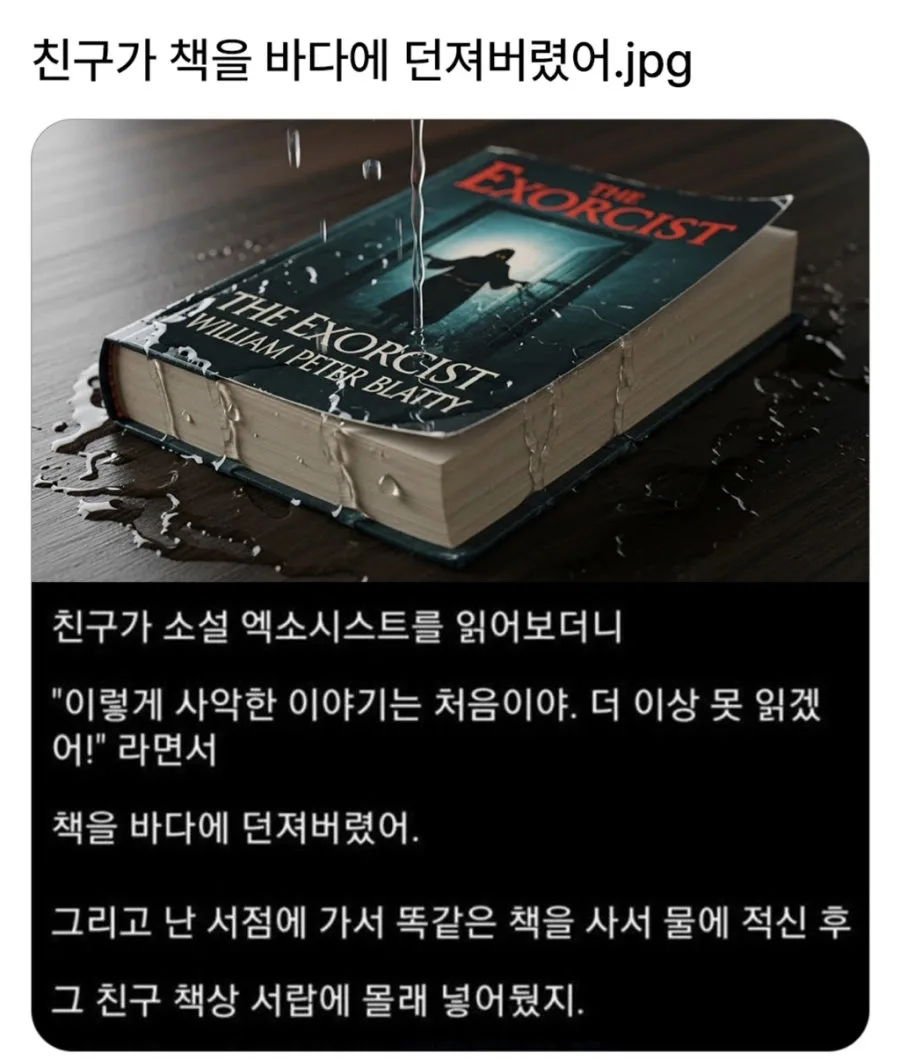 친구가 책을 바다에 던져버렸어.jpg