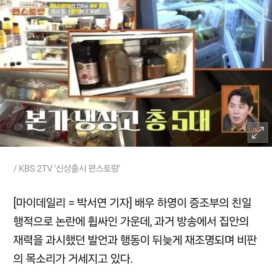 독립운동가 후손은 가난한데…하영 "냉장고 5대, 안먹어 음식 썩는다" 발언 재조명