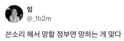 쓴소리 해서 망할 정부면