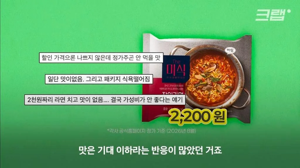 더미식 라면 출시 5년 만에 적자만 수천억이라는 하림