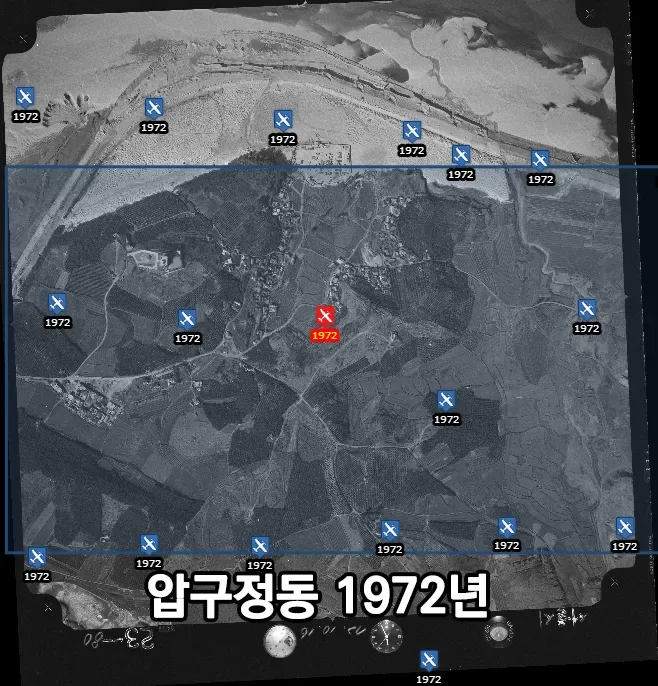 영등포 vs. 압구정동 항공사진 비교 (1970s vs. 2020s)
