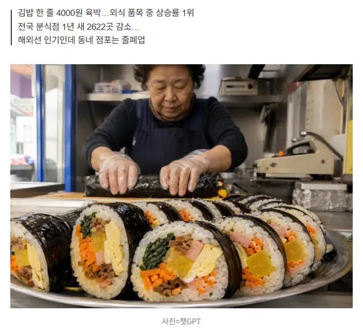 "4000원도 비싸다고 욕해요"…동네 김밥집 '줄폐업'