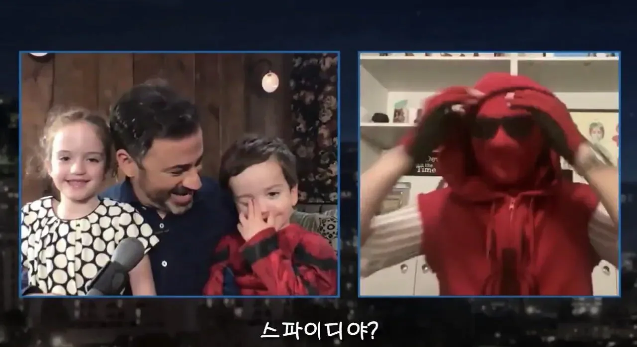 방구석에서 지미키멜 아들 생일 축하해주는 톰 홀랜드.jpg