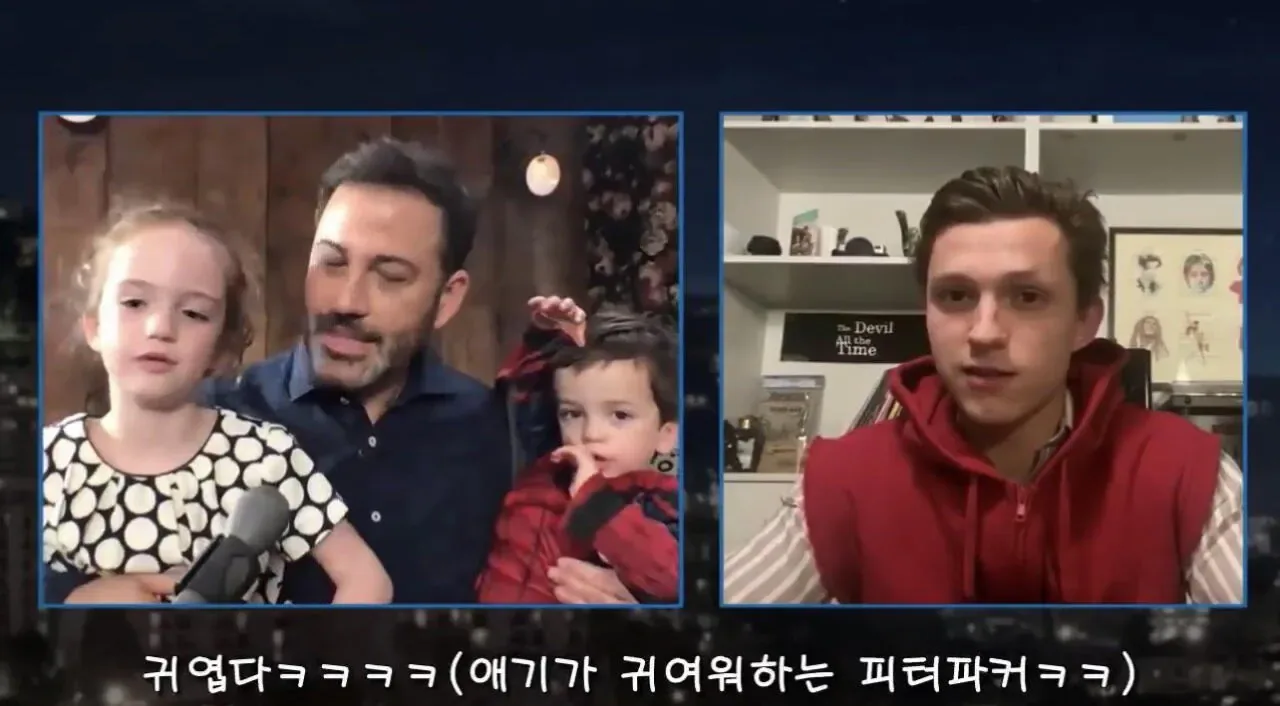 방구석에서 지미키멜 아들 생일 축하해주는 톰 홀랜드.jpg
