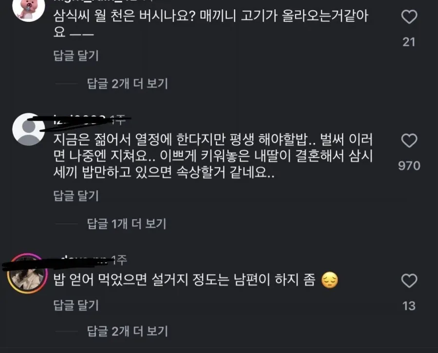 26살 주부가 남편 밥차려주는거에 분노하는 댓글들.jpg