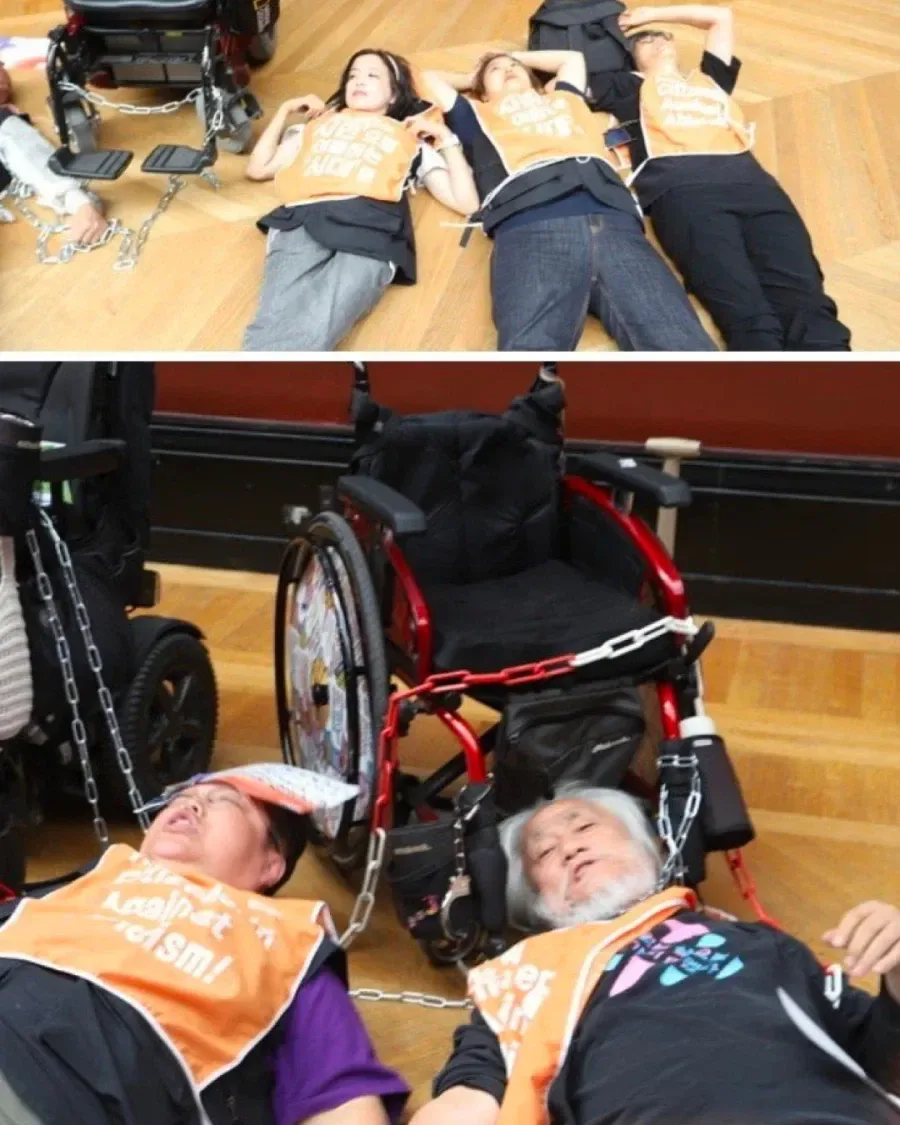 파리 루브르 박물관 전장연 시위