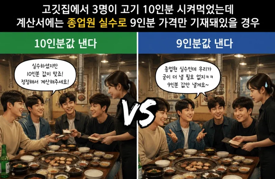 고깃집에서 10인분 먹었는데 9인분값 청구하면?.jpg