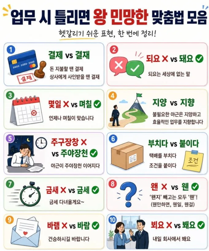 사람들이 잘 틀린다는 맞춤법