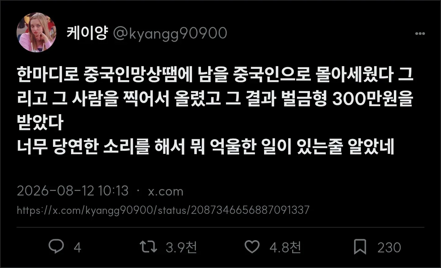 SNS에 글 썼다가 벌금300만원 받은게 억울하다는 사람.jpg