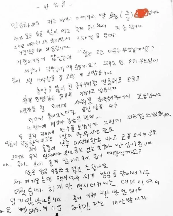 술취한 딸이쓴 반성문