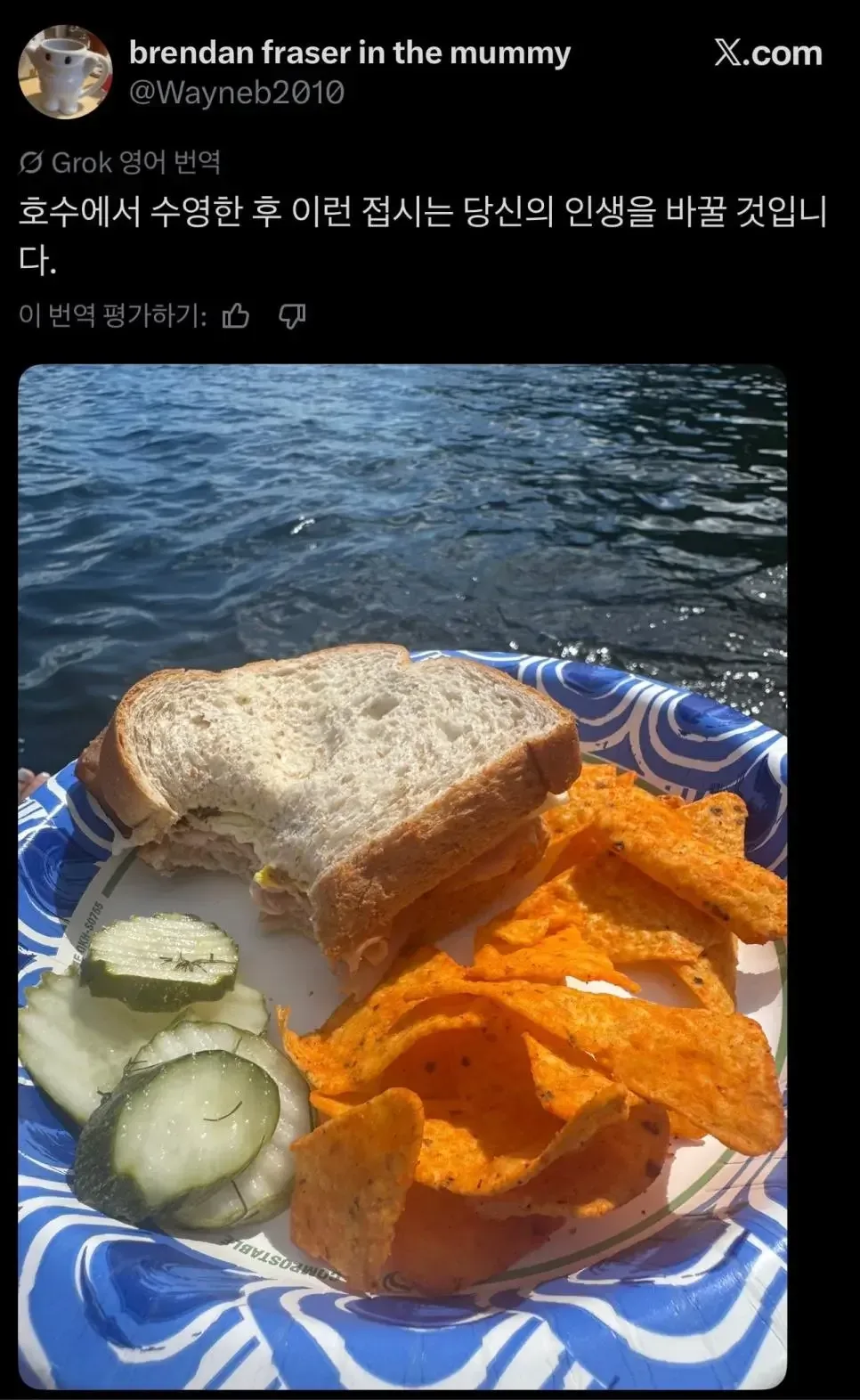 외국인들 수영하고 먹는 음식