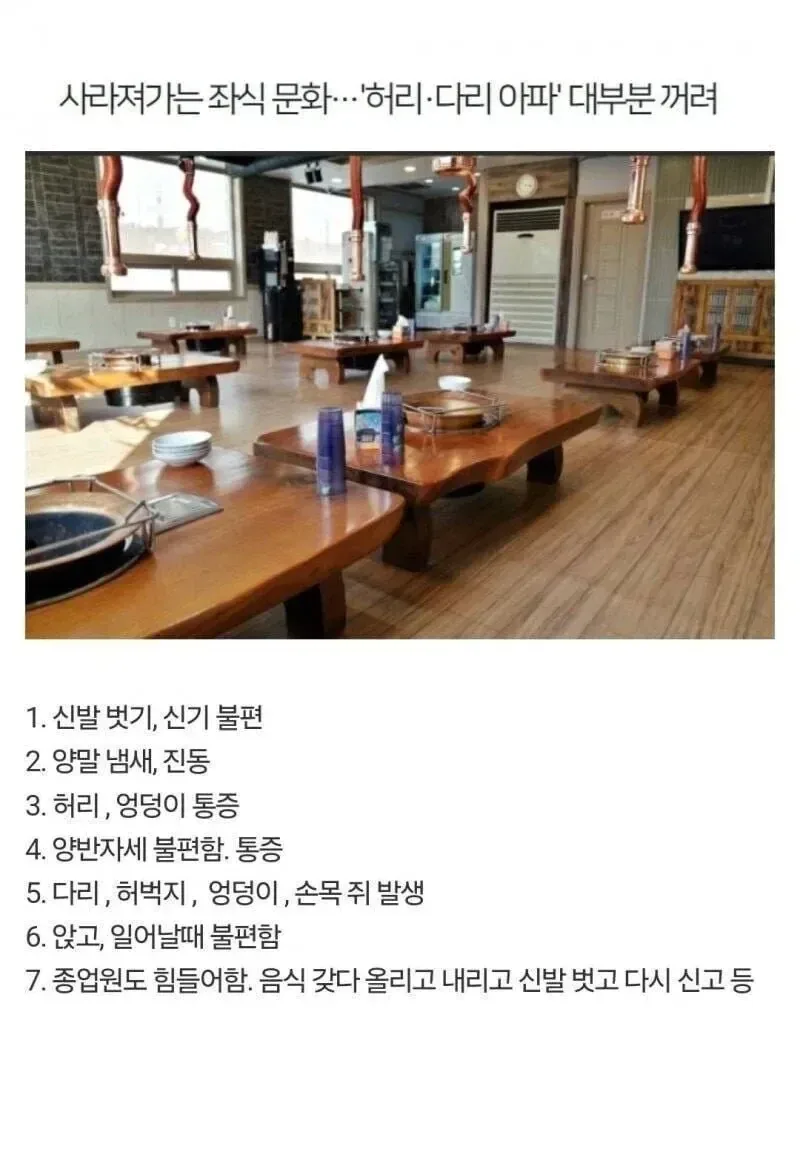 요즘 많이 사라져 간다는 식당 문화