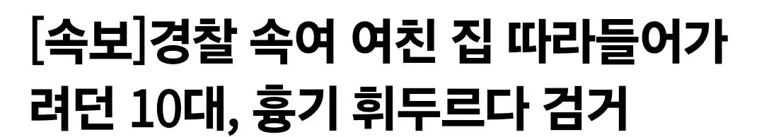 [속보]경찰 속여 여친 집 따라들어가려던 10대, 흉기 휘두르다 검거