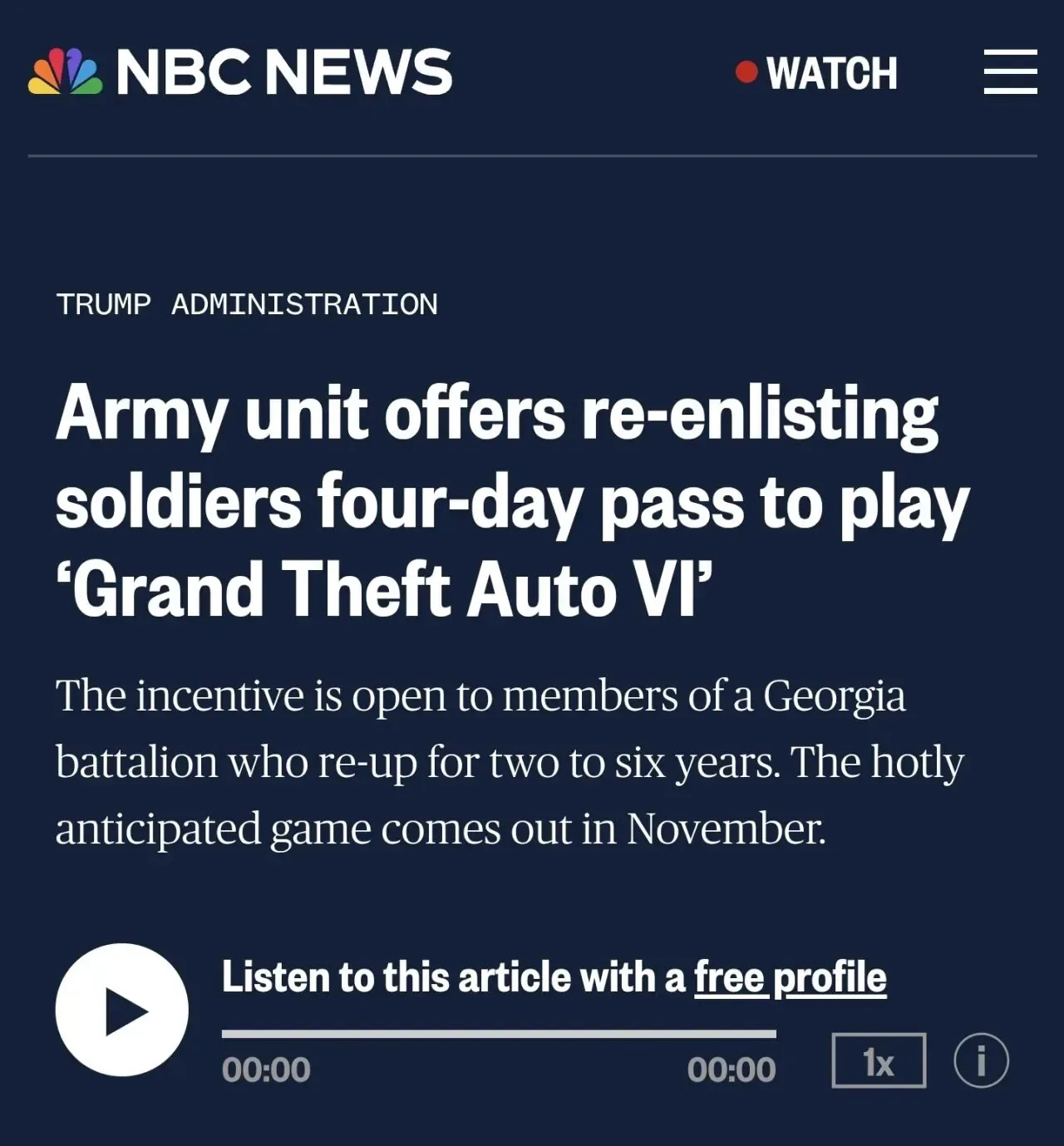 미군 복무연장하면 gta6 4일 휴가 줌