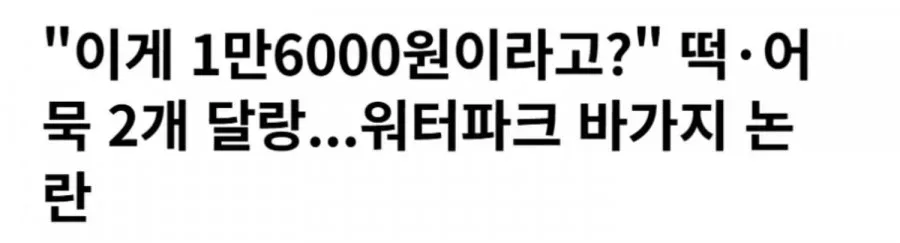 워터파크, "16,000원 짜리 떡볶이" 수준