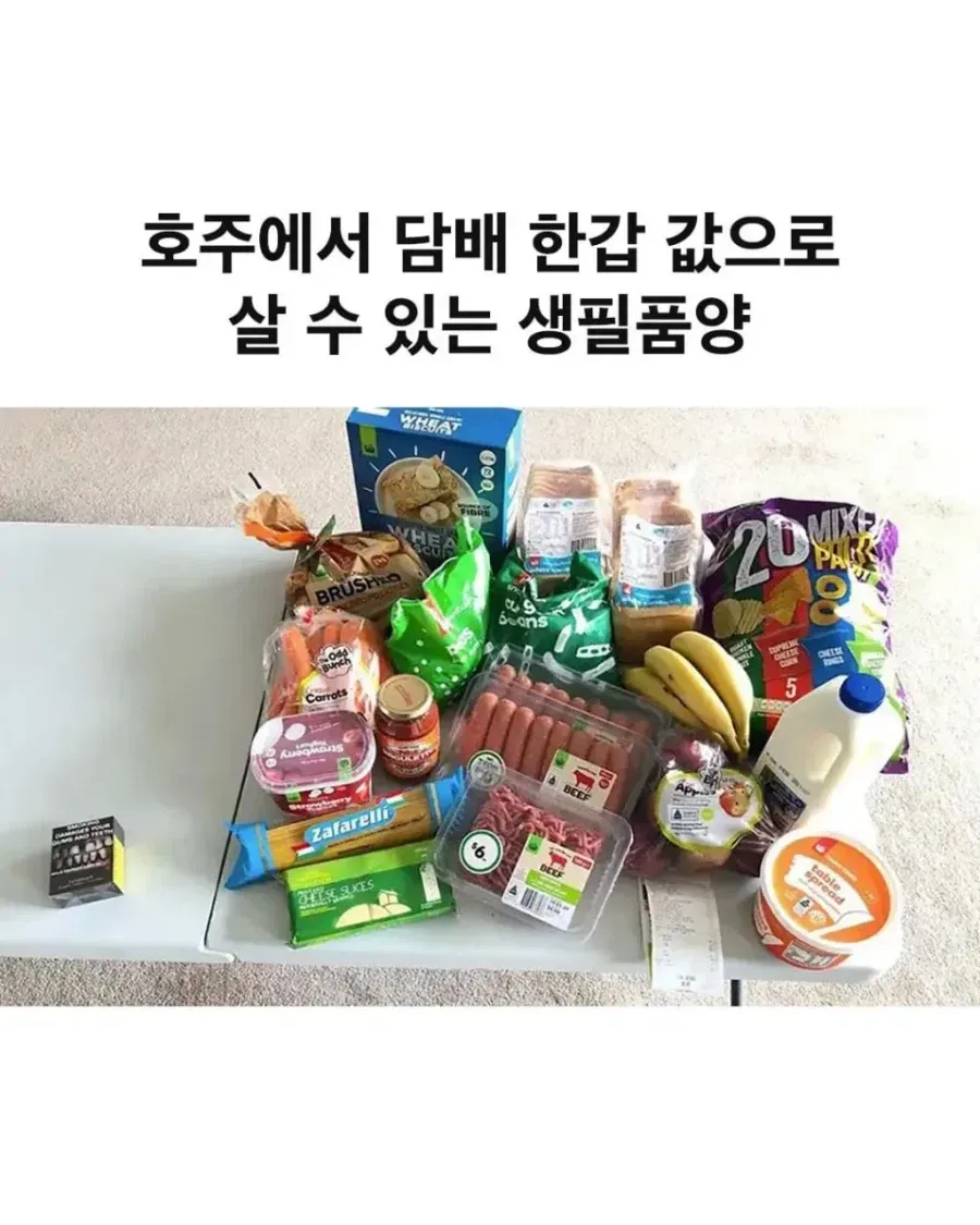 호주에서 담배한갑 값으로 살 수 있는 생필품양