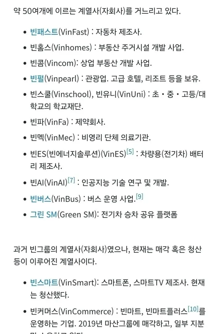 베트남 빈그룹 사업들 ㄷㄷㄷ