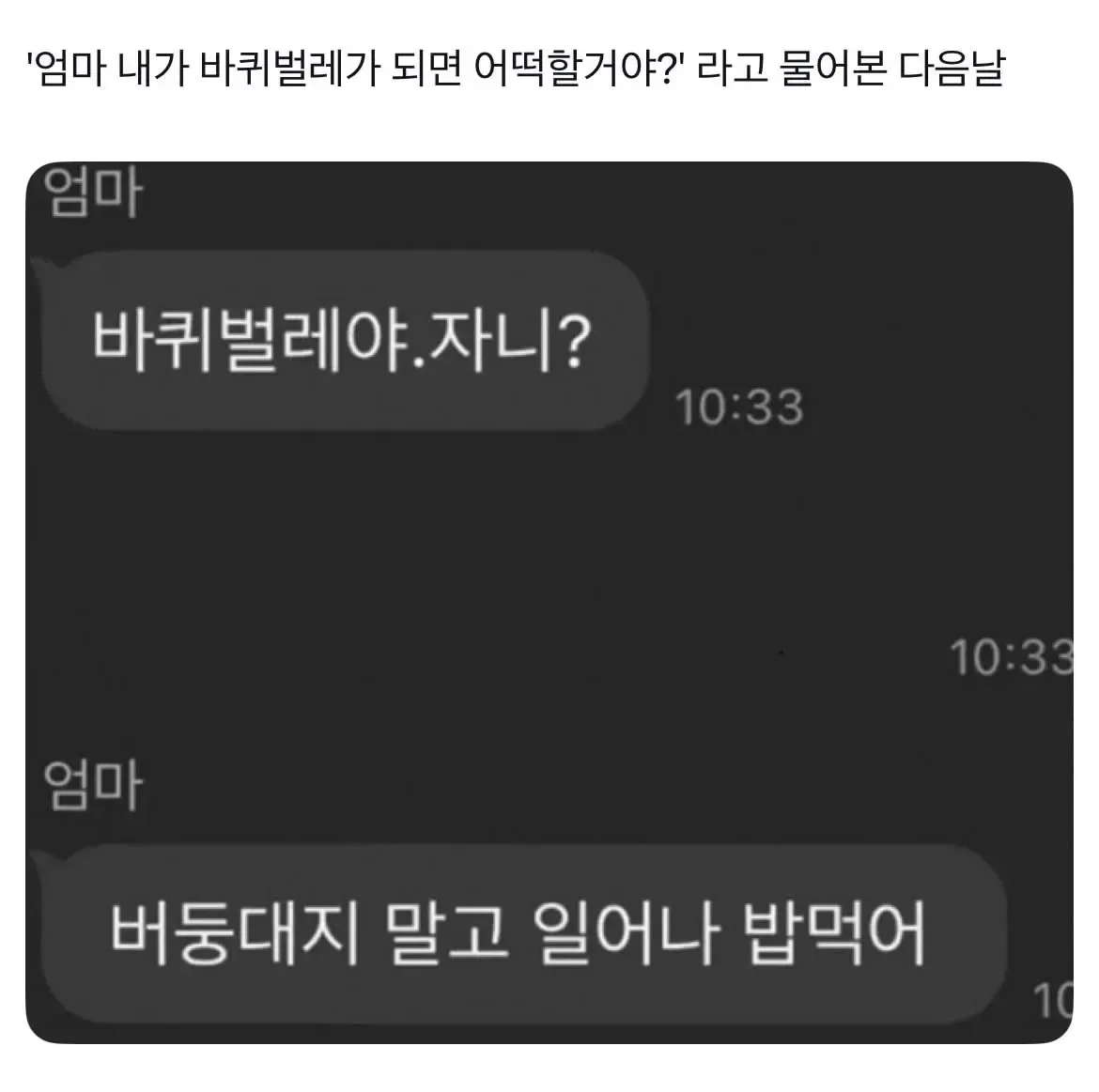 엄마 내가 바퀴벌레가 되면 어떡할거야