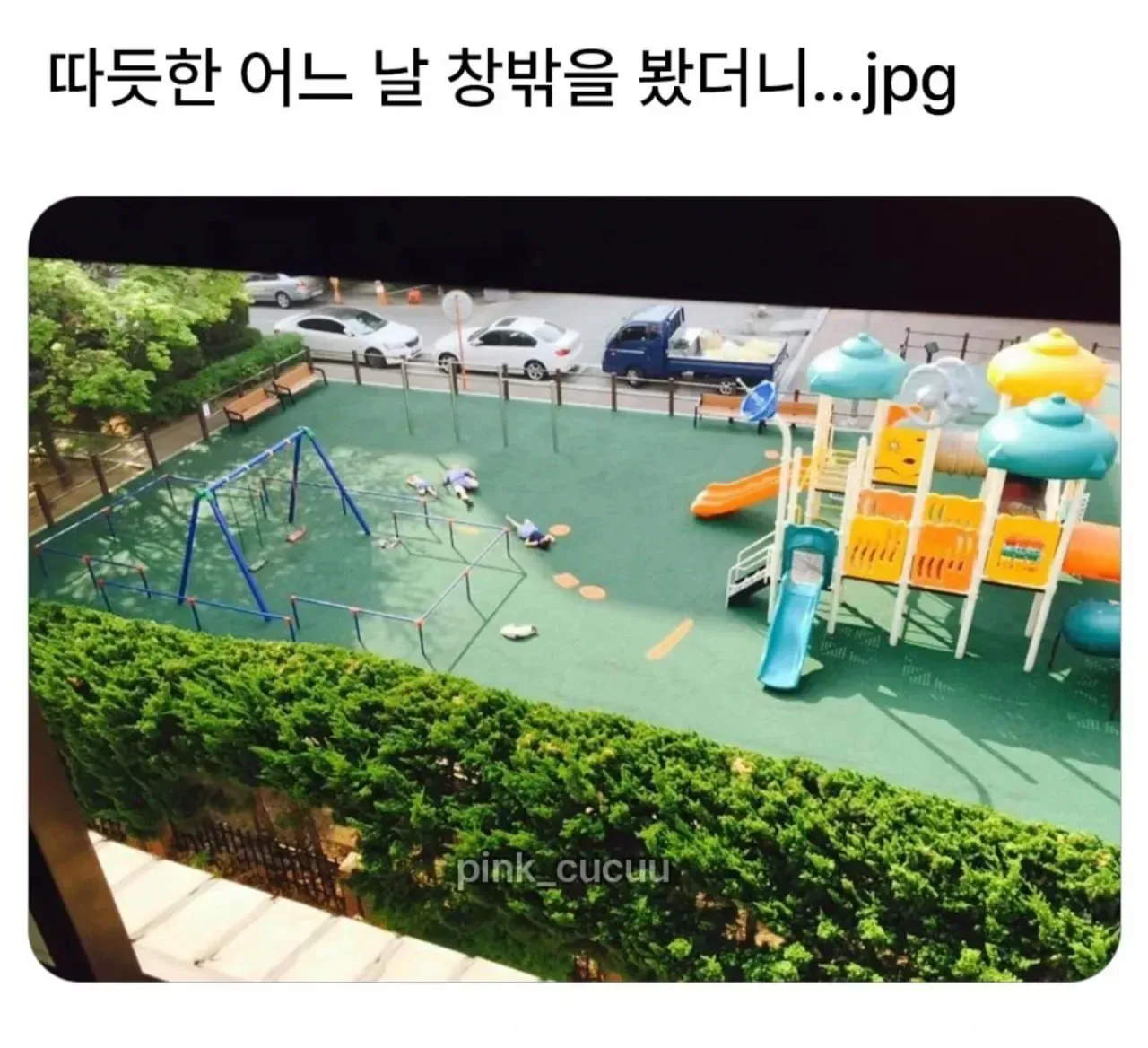따뜻한 어느날 창밖을 봤더니..