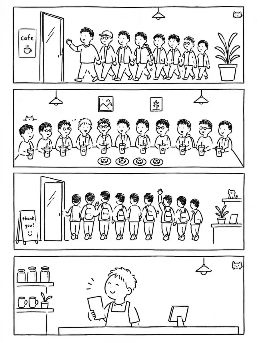 남자 손님 11명 단체의 위엄