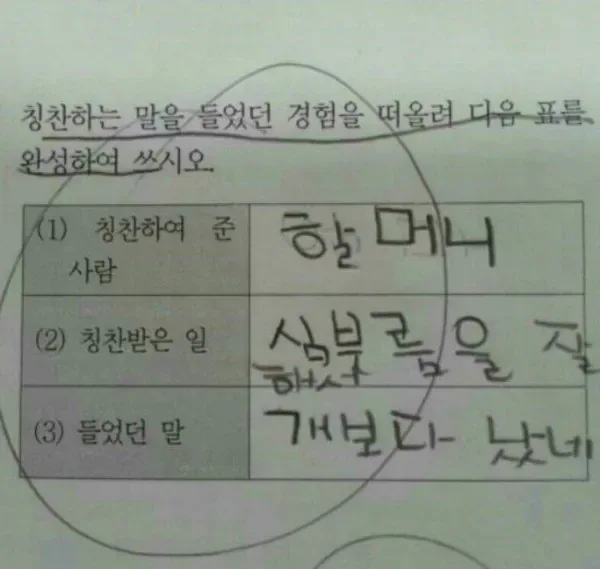 할머니한테 들었던 칭찬 레전드