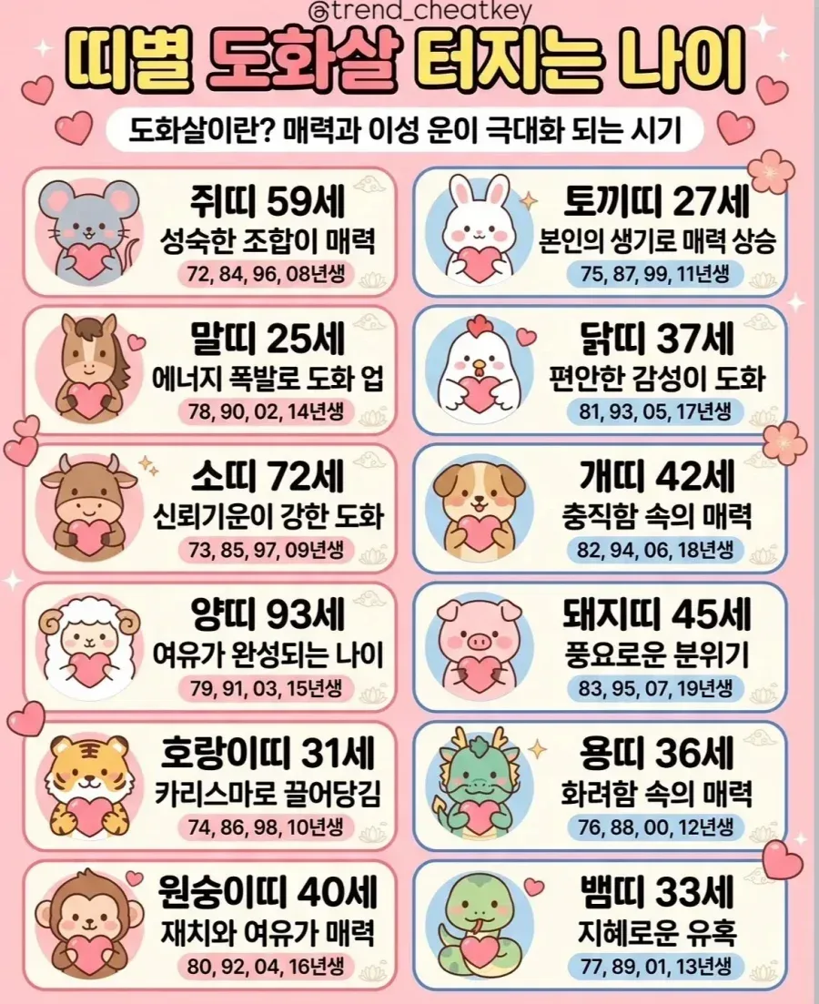 띠별 도화살 터지는 나이